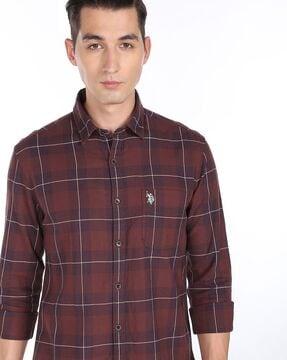 checked patch pocket shirt