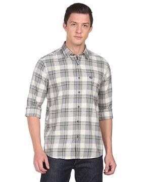 checked patch pocket shirt