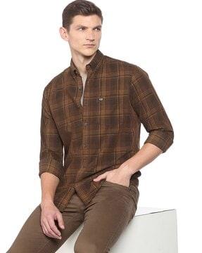 checked patch-pocket shirt