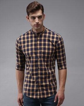 checked patch-pocket shirt