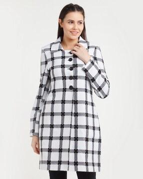 checked peacoat with button closure