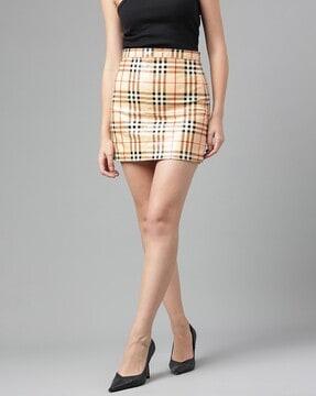 checked pencil skirt