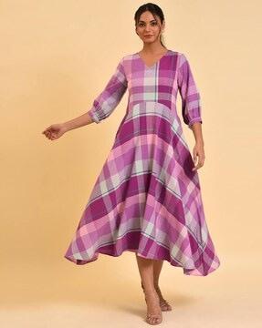 checked playful free flowing dress