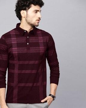 checked polo t-shirt with full sleeves