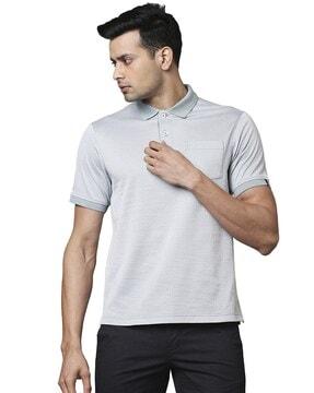 checked polo t-shirt with patch pocket