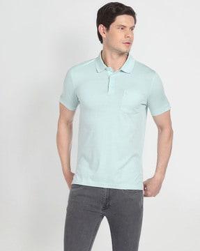 checked polo t-shirt with patch pocket