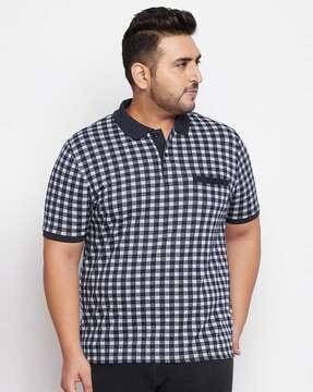 checked polo t-shirt with welt pocket