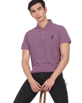 checked polo t-shirt with zip