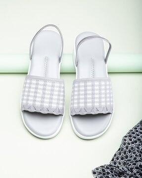 checked print slip-on sandals with open toes shape