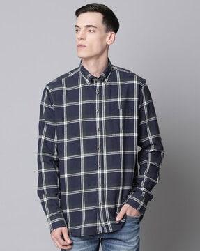 checked printed regular fit shirt