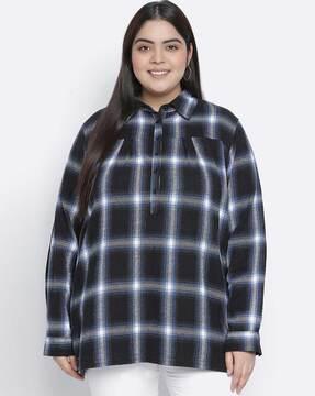 checked printed tunics top