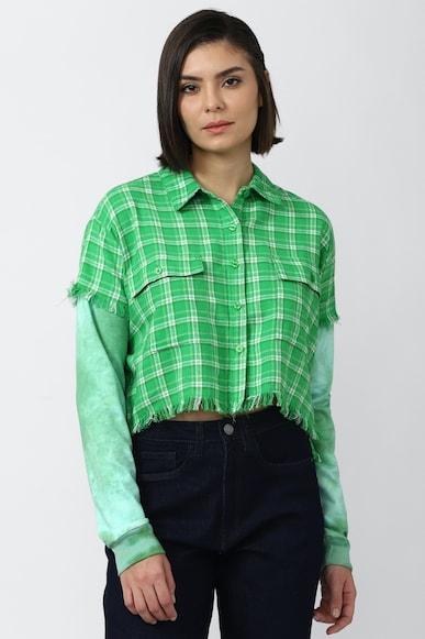 checked regular fit cropped shirts