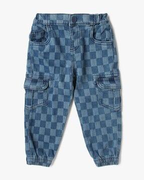 checked regular fit joggers