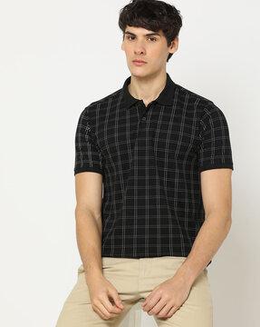 checked regular fit polo t-shirt