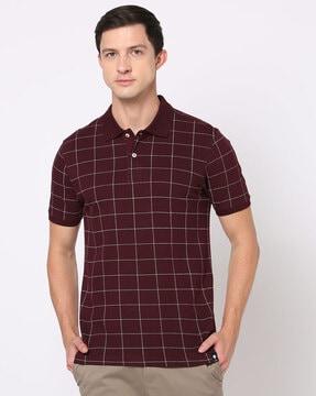 checked regular fit polo t-shirt