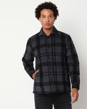 checked regular fit shacket