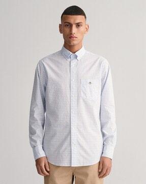 checked regular fit shirt with patch pocket