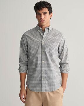 checked regular fit shirt with patch pocket