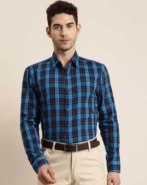 checked regular fit shirt