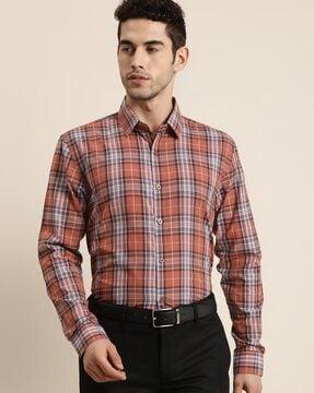 checked regular fit shirt