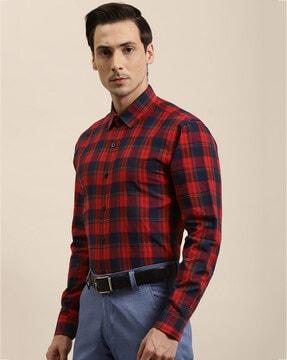 checked regular fit shirt