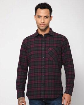 checked regular fit shirt