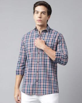 checked regular fit shirt