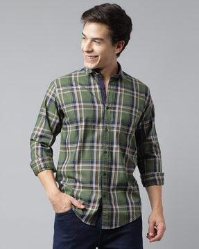 checked regular fit shirt