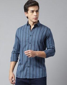 checked regular fit shirt