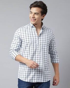 checked regular fit shirt