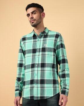 checked regular fit shirt