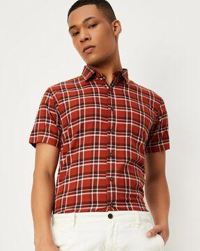 checked regular fit shirt