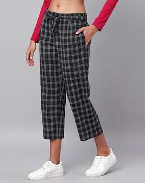 checked relaxed fit pants