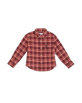 checked relaxed fit shirt with patch pocket