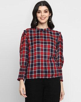 checked relaxed fit top