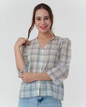 checked relaxed fit top