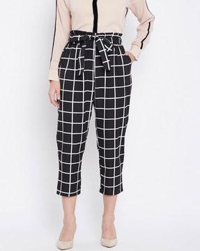 checked relaxed fit trousers