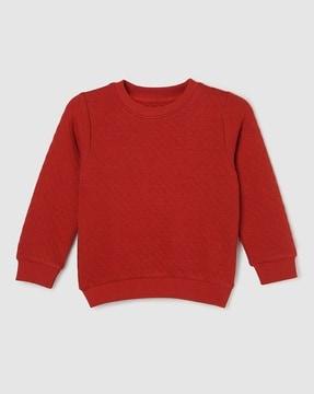 checked round-neck sweatshirt