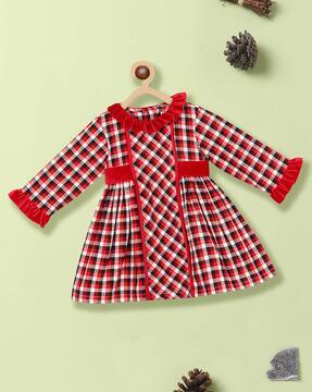 checked ruffled dress