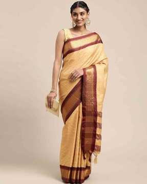 checked saree with blouse piece