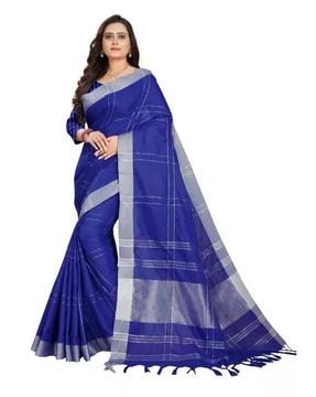 checked saree with tassels