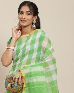 checked saree with zari border