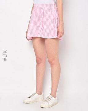 checked semi-elasticated skirt