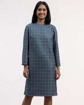 checked sheath dress