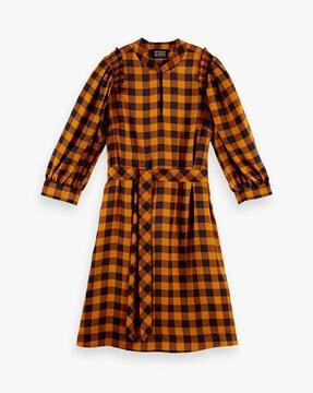 checked shift dress with belt