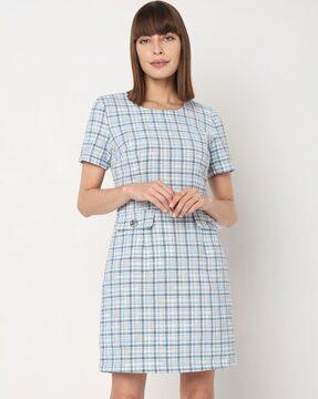 checked shift dress