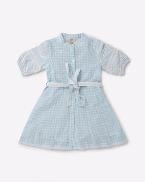 checked shirt dress with tie-up