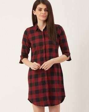 checked shirt dress