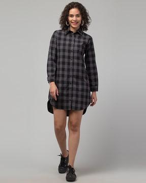 checked shirt dress