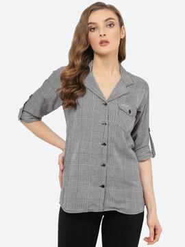 checked shirt with flap pocket & roll-up